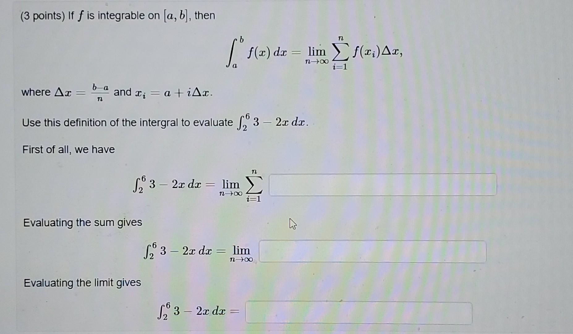 Solved 3 Points If F Is Integrable On A B Then Chegg