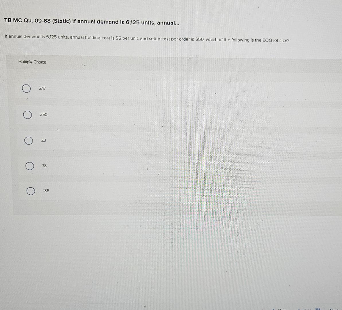 Solved Tb Mc Qu Static If Annual Demand Is Chegg