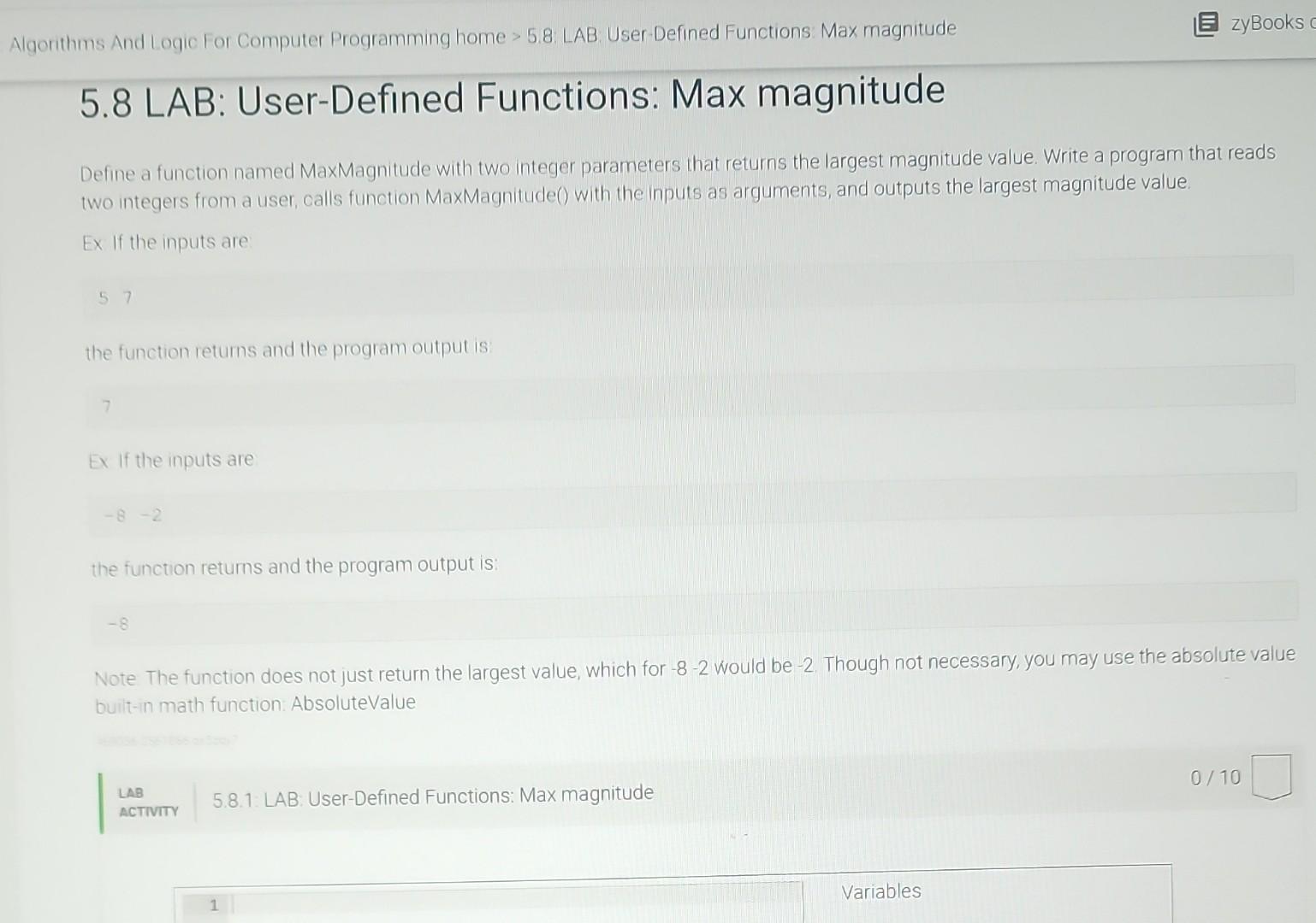 Solved Define A Function Named Maxmagnitude With Two Integer Chegg