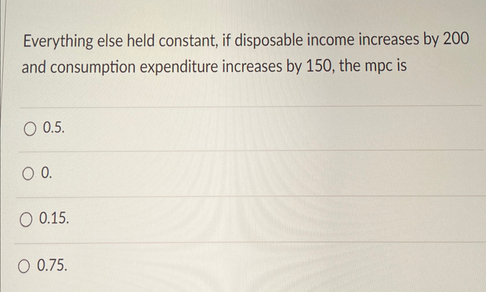 Solved Everything Else Held Constant If Disposable Income Chegg