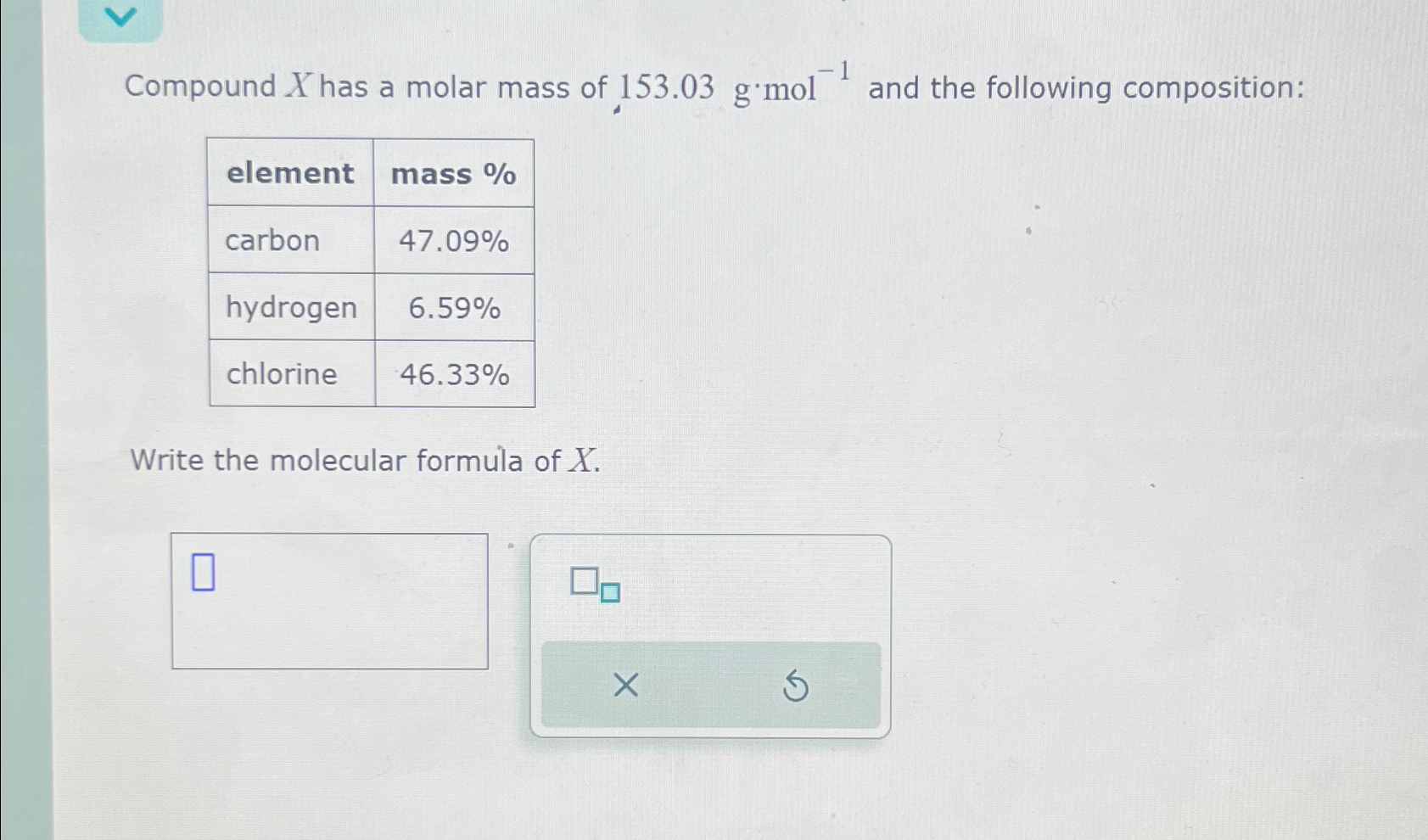 Solved Compound X Has A Molar Mass Of G Mol And Chegg