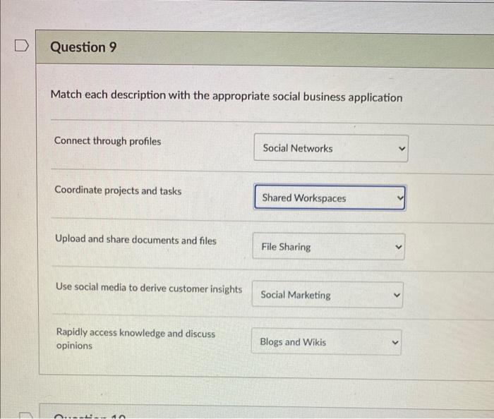 Solved Match Each Description With The Appropriate Social Chegg