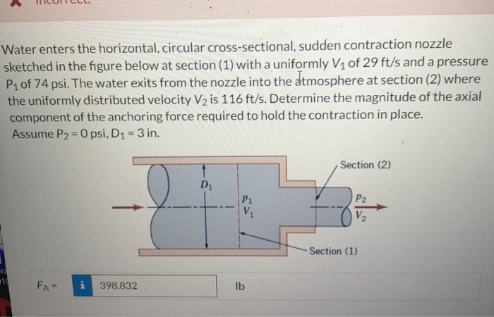 Solved Water Enters The Horizontal Circular Chegg