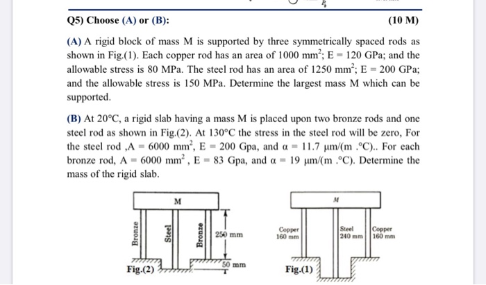 Solved Q5 Choose A Or B 10 M A A Rigid Block Of Chegg