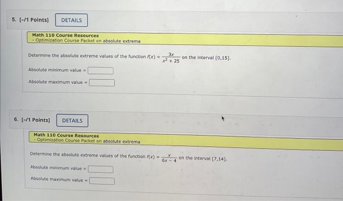 Solved Determine The Absolute Extreme Values Of The Function Chegg