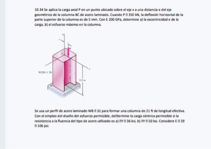 Solved 10 34 Se Aplica La Carga Axial P En Un Punto Ubicado Chegg