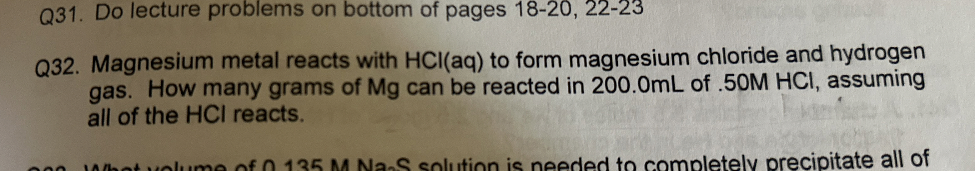 Solved Magnesium Metal Reacts With HCl Aq To Form Magnes