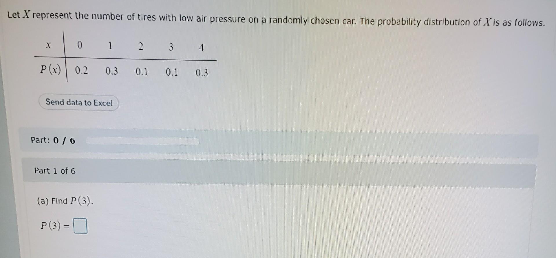 Solved Let X Represent The Number Of Tires With Low Air Chegg