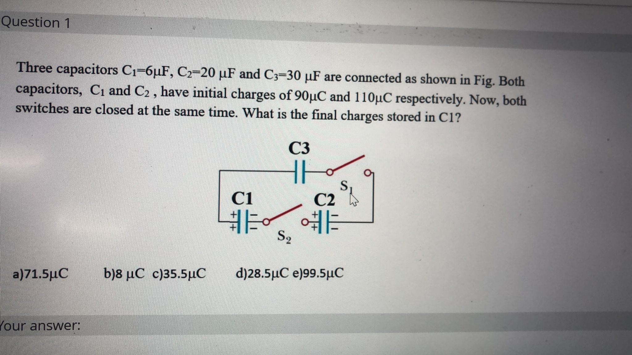 Solved Question 1Three capacitors C1 6μF C2 20μF and Chegg