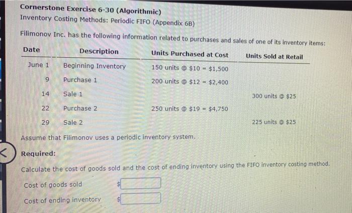 Solved Cornerstone Exercise 6 30 Algorithmic Inventory Chegg