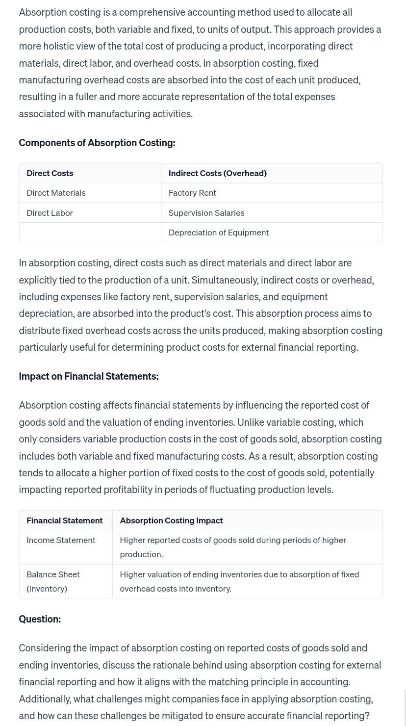 Solved Absorption Costing Is A Comprehensive Accounting Chegg