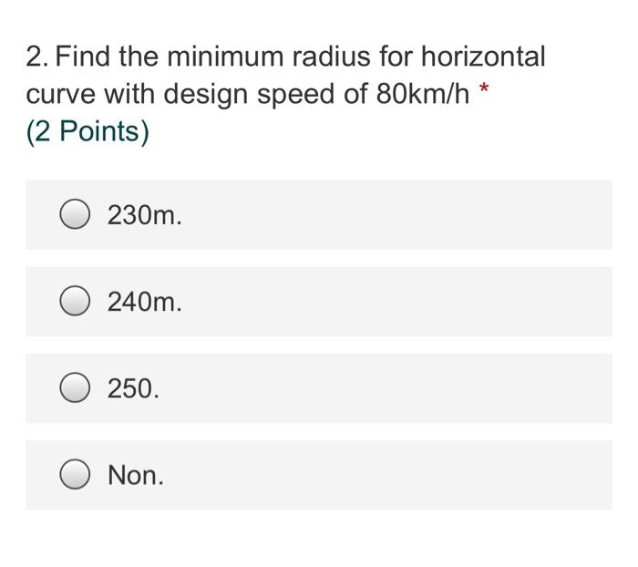 Solved Find The Minimum Radius For Horizontal Curve With Chegg