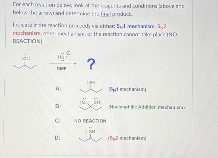 Solved For Each Reaction Below Look At The Reagents And Chegg