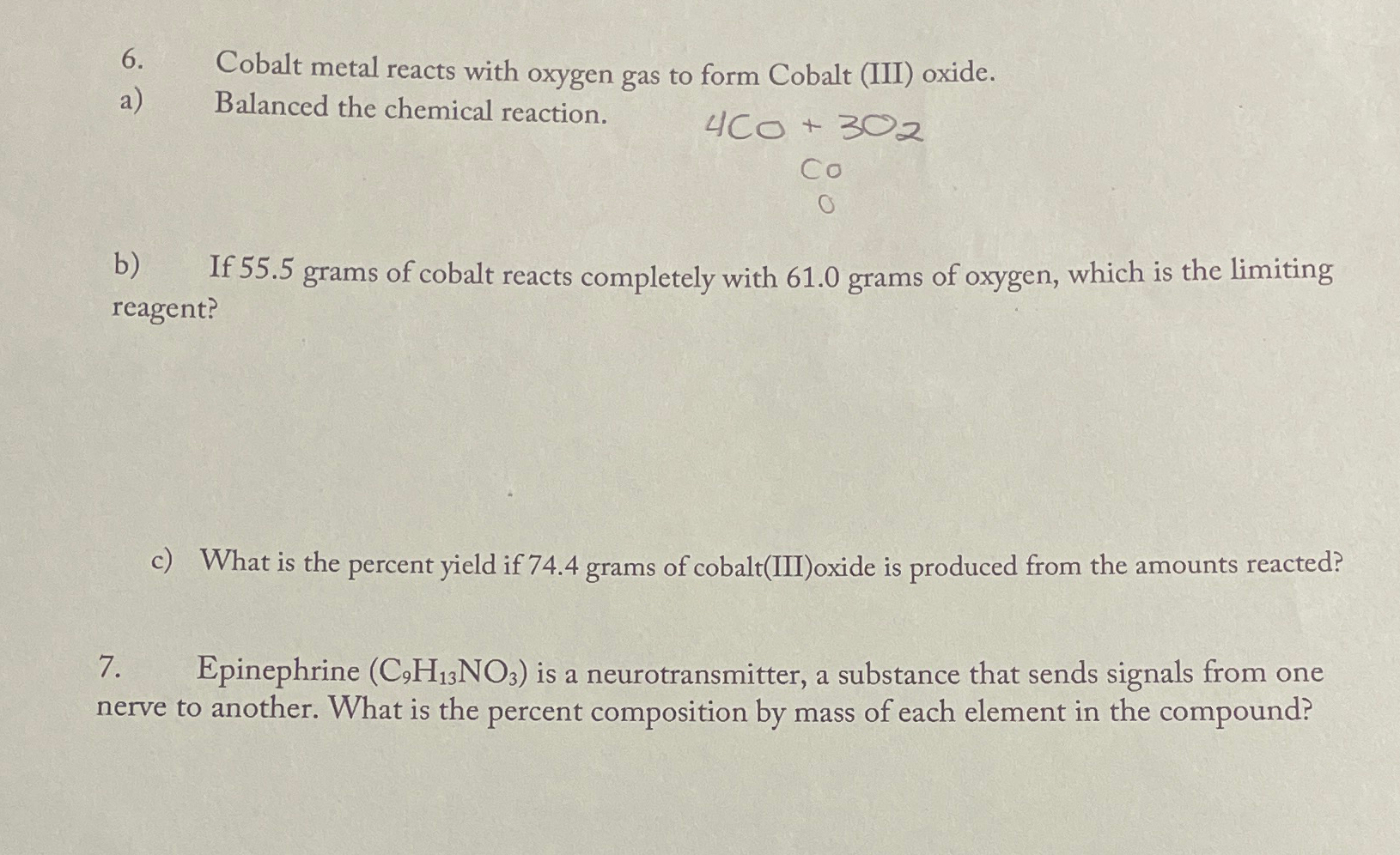 Cobalt Metal Reacts With Oxygen Gas To Form Cobalt Chegg