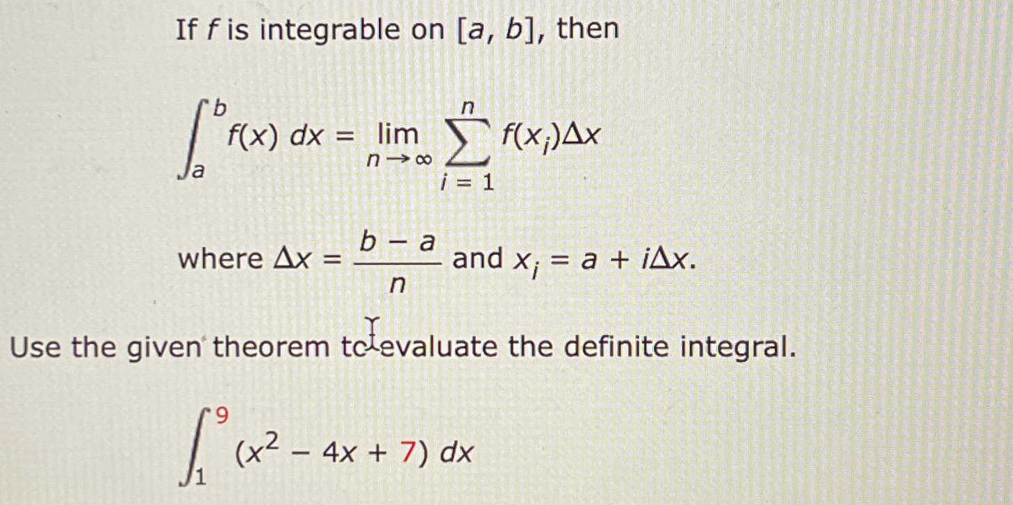 Solved If F Is Integrable On A B Chegg