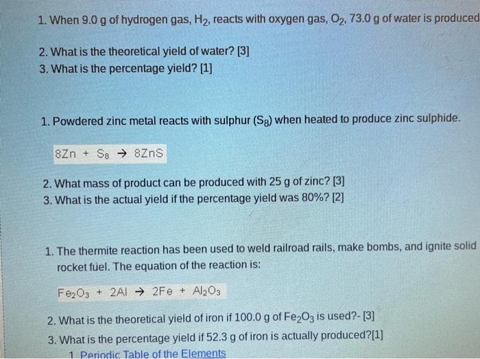 Solved 1 When 9 0 G Of Hydrogen Gas H2 Reacts With Oxygen Chegg