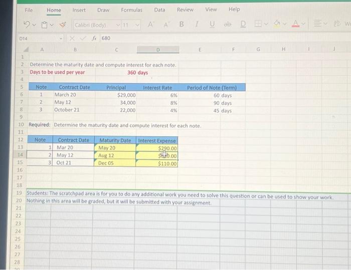 Solved Determine The Maturity Date And Compute Interest For Chegg