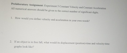 Solved Prelaboratory Assignment Experiment Constant Chegg