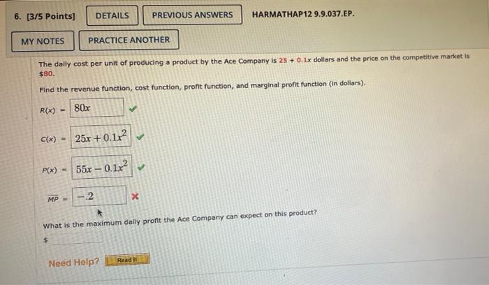 Solved 6 3 5 Points DETAILS PREVIOUS ANSWERS HARMATHAP 12 Chegg