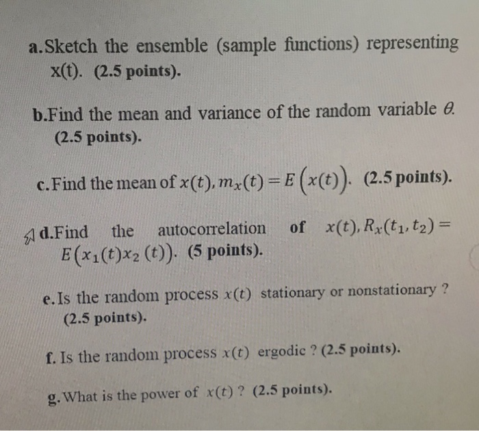 Solved Consider The Random Process X T Defined By X T Chegg