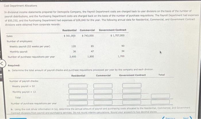 Solved Cost Department Allocations In Divisional Income Chegg