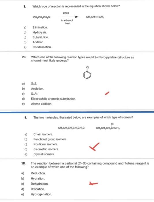 Solved 3 Which Type Of Reaction Is Represented In The Chegg