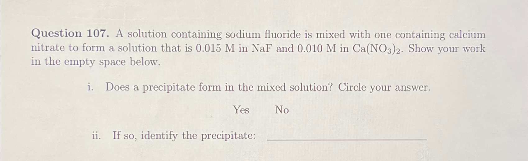 Solved Question A Solution Containing Sodium Fluoride Chegg