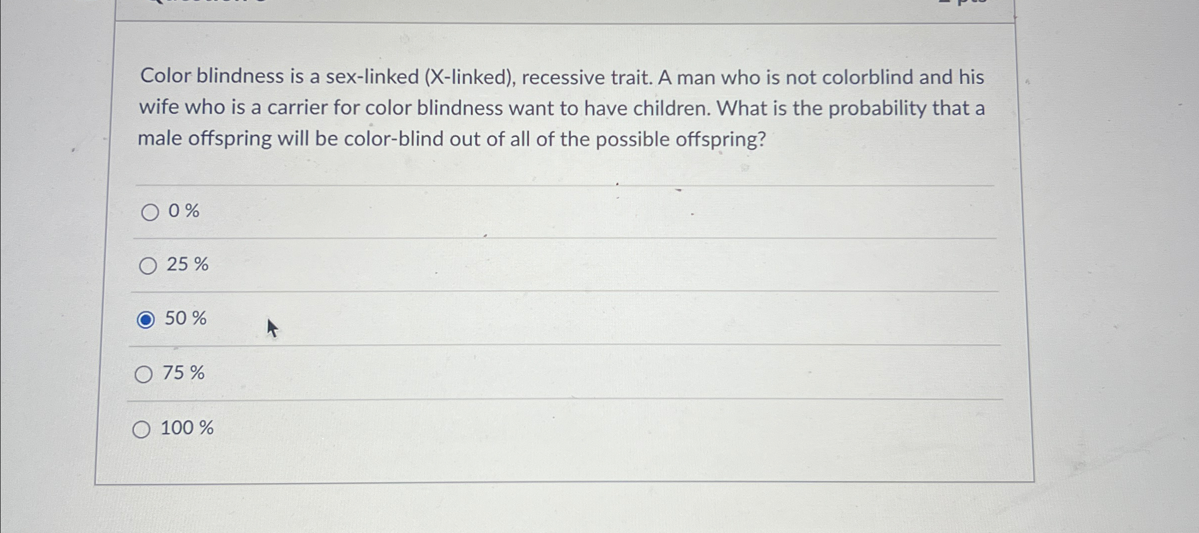 Solved Color Blindness Is A Sex Linked X Linked Chegg