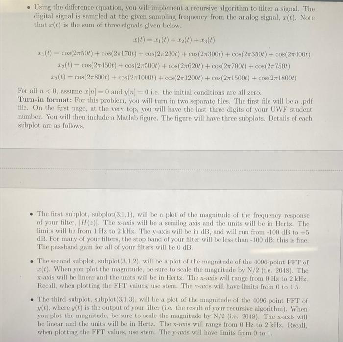 Solved S Pts Problem Iir Filter Design You Want Chegg