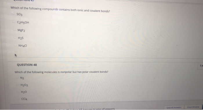 Solved Which Of The Following Compounds Contains Both Ionic Chegg