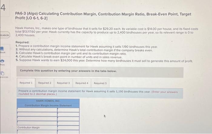 Solved Pa Algo Calculating Contribution Margin Chegg