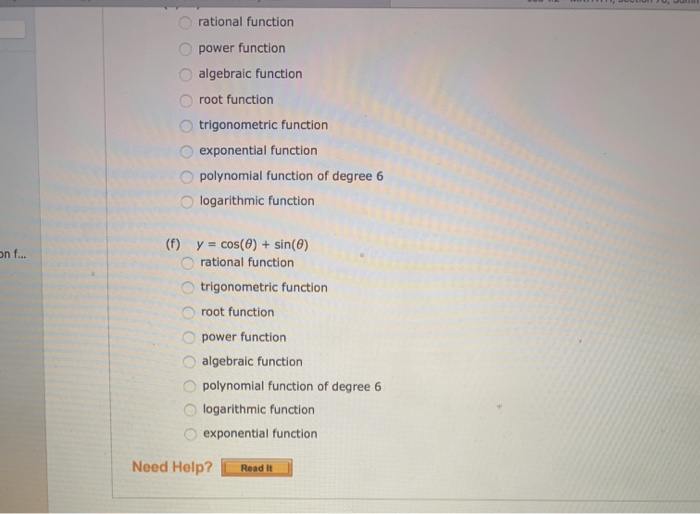 Solved Classify Each Function X 8 A Y X 8 Logarithmic Chegg