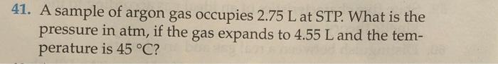 Solved A Sample Of Argon Gas Occupies L At Stp Chegg