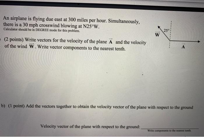 Solved An Airplane Is Flying Due East At 300 Miles Per Hour Chegg