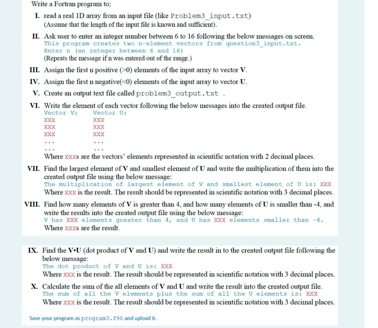 Solved Write A Fortran Program To I Read A Real D Array Chegg