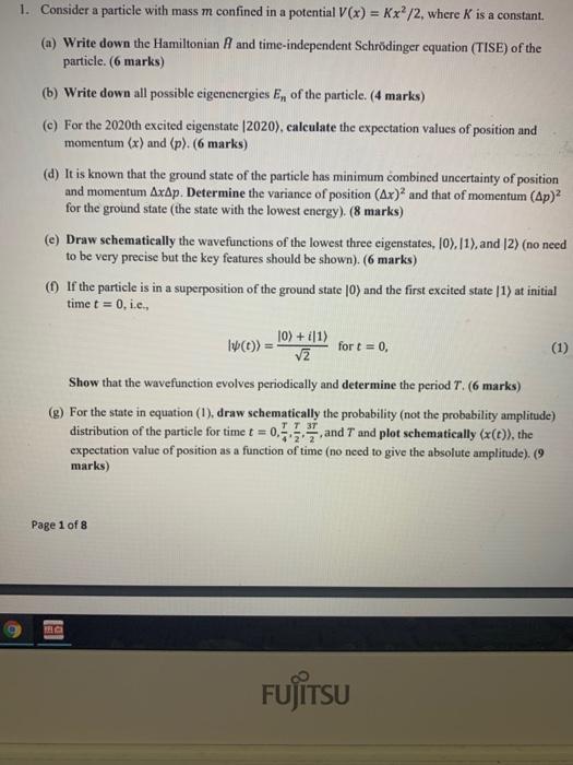 Solved Consider A Particle With Mass M Confined In A Chegg