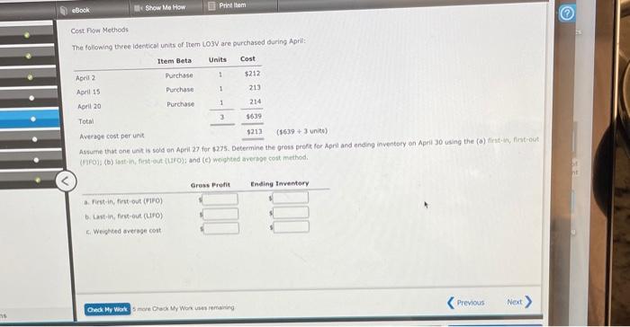 Solved Ebook Show Me How Print Item Cost Flow Methods The Chegg