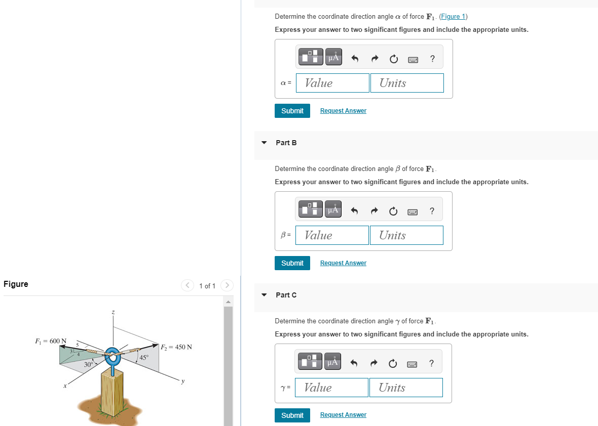 Solved Determine the coordinate direction angle α of force Chegg