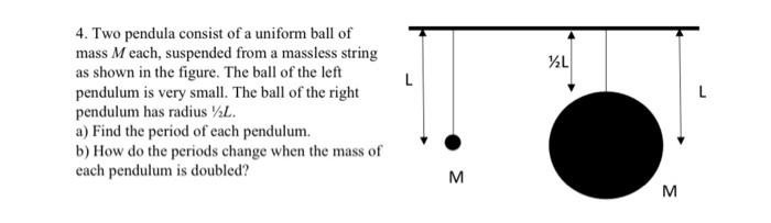 Solved Two Pendula Consist Of A Uniform Ball Of Mass M Chegg