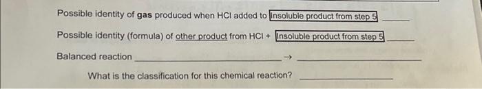 Solved Possible Identity Formula Of Precipitate Produced Chegg