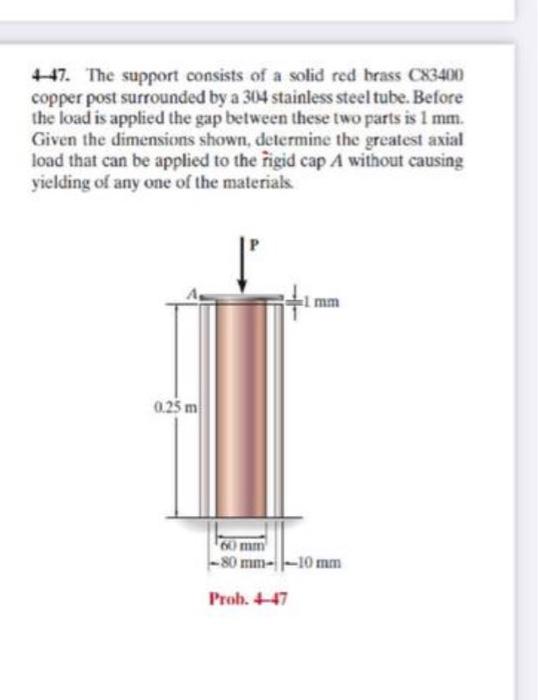 Solved The Support Consists Of A Solid Red Brass C Chegg