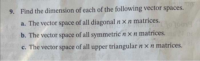 Solved 9 Find The Dimension Of Each Of The Following Vector Chegg