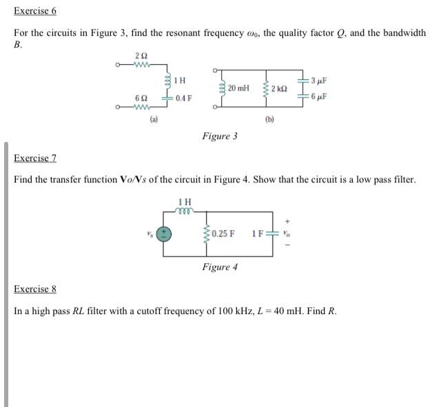 Solved Exercise 3 A Series RLC Network Has R 2 Ks2 L 40 Chegg