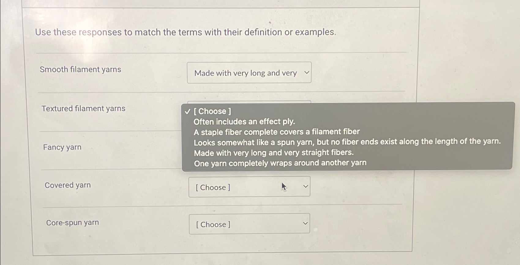 Solved Use These Responses To Match The Terms With Their Chegg