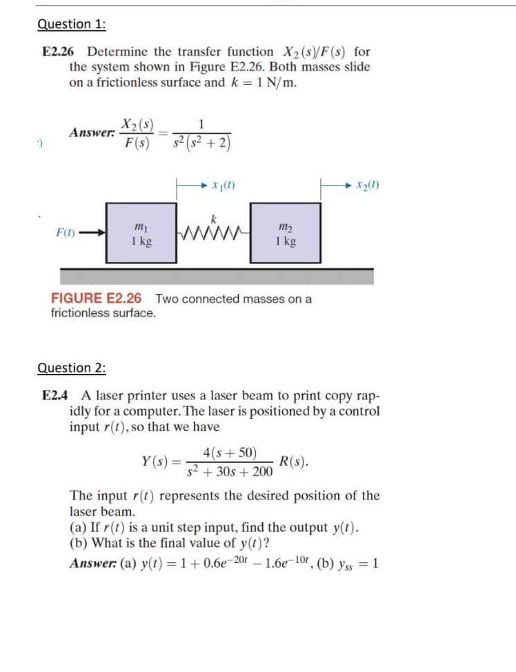 Solved E Determine The Transfer Function X S F S For Chegg