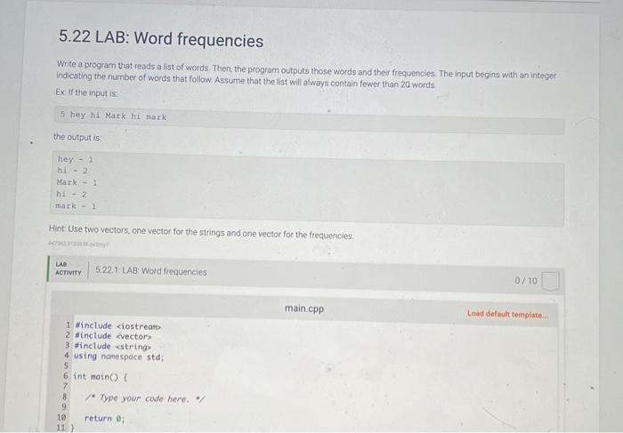 Solved 5 22 LAB Word Frequencies Write A Program That Reods Chegg