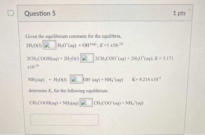 Solved Given The Equilibrium Constants For The Equilibria Chegg