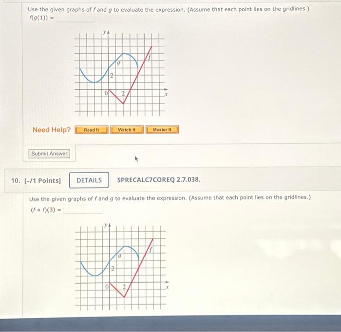 Solved Use The Given Graphs Of F And G To Evaluate The Chegg