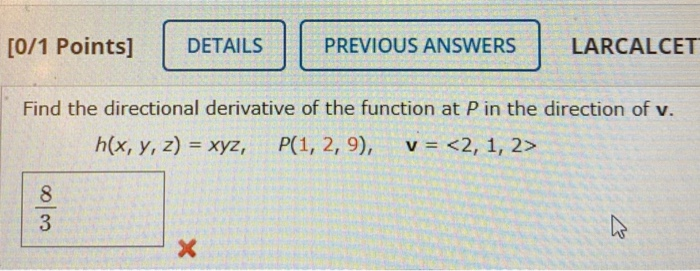 Solved Points Details Previous Answers Larcalcet Find Chegg