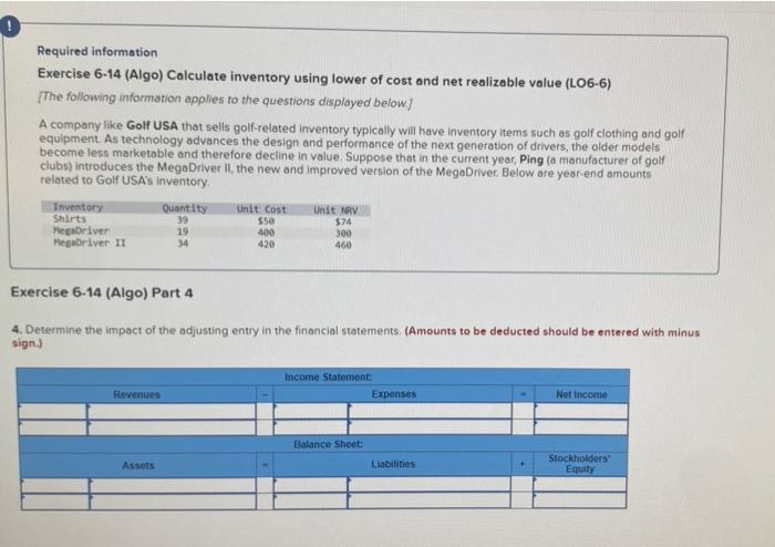 Solved Exercise Algo Calculate Inventory Using Lower Chegg